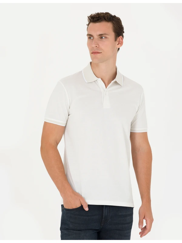 Pierre Cardin Erkek Açık Gri Slim Fit Polo Yaka Tişört 50273588-VR001