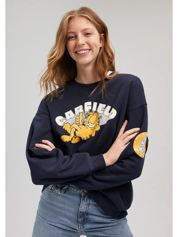 Mavi Garfield Baskılı Lacivert Sweatshirt 1S10110-82318