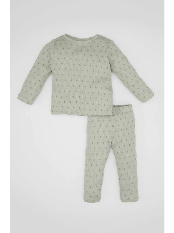 DeFacto Kız Bebek Çiçekli Uzun Kollu Pijama Takımı C0656A524SP
