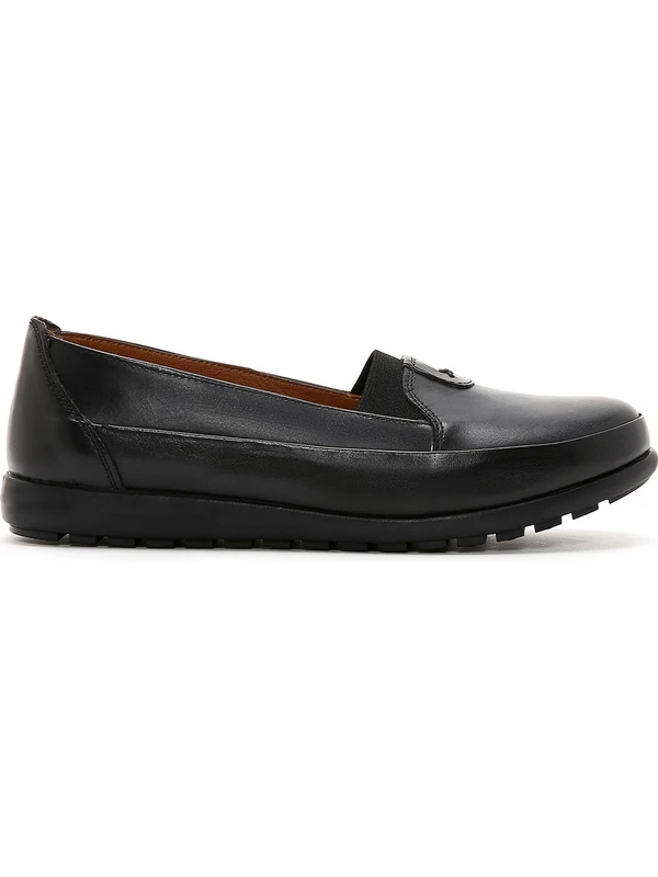 Derimod Kadın Siyah Deri Comfort Loafer