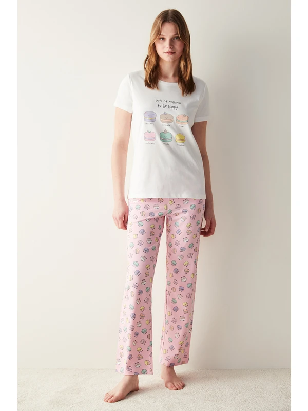 Penti Macaron Pembe Pantolon Pijama Takımı
