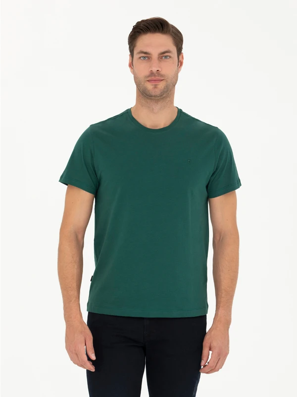 Pierre Cardin Erkek Koyu Yeşil Slim Fit Basic Tshirt 50289335-Vr079