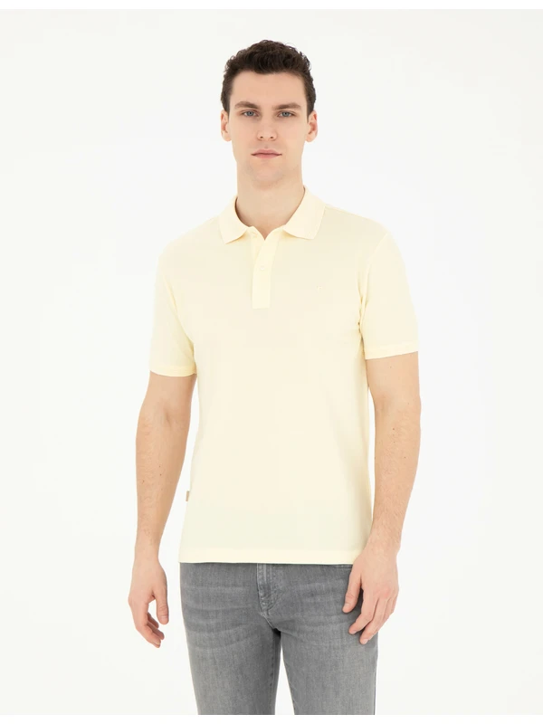 Pierre Cardin Erkek Sarı Slim Fit Basic Tişört 50280754-VR035