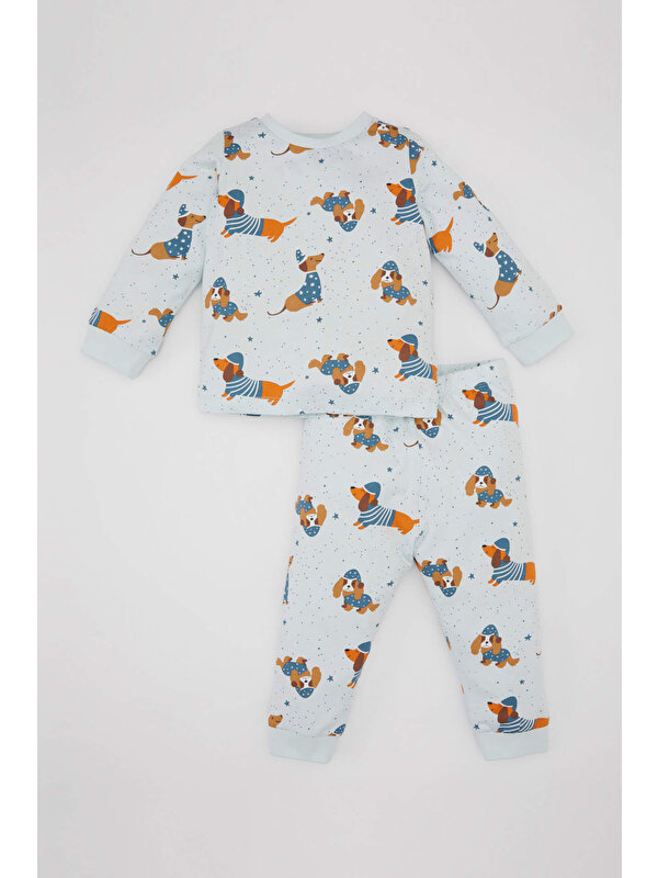 DeFacto Erkek Bebek Desenli Uzun Kollu Penye Pijama Takımı B8786A524SP