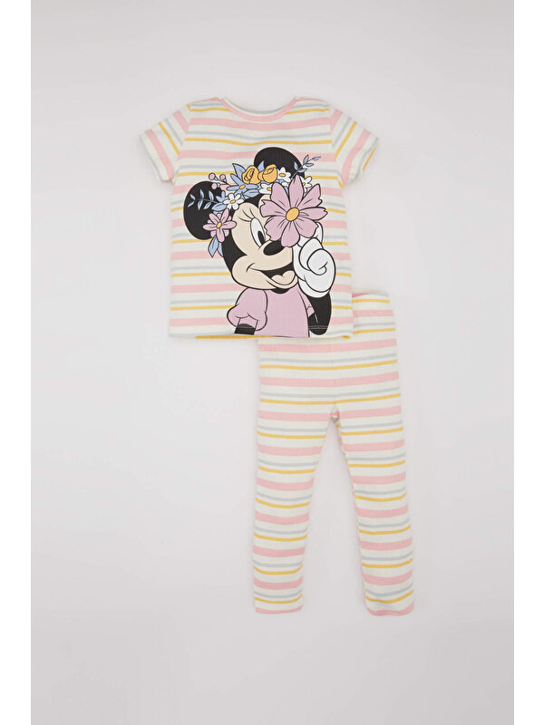 DeFacto Kız Bebek Disney Mickey & Minnie Kısa Kollu Fitilli Kaşkorse Kısa Kollu Pijama Takımı B9241A524SM