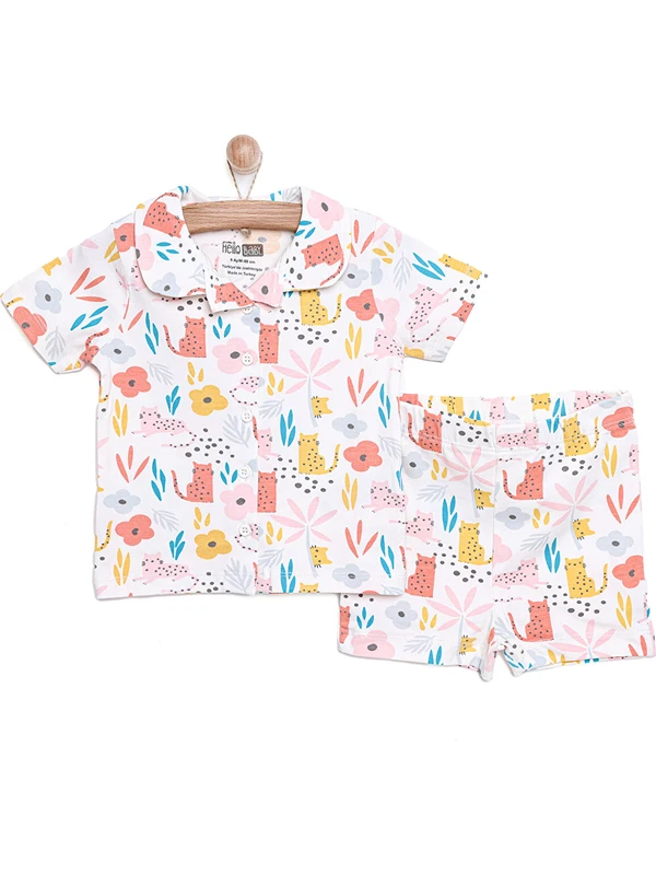 Hello Baby Basic Kız Bebek Kısa Kol Gömlek Yaka Pijama Takımı