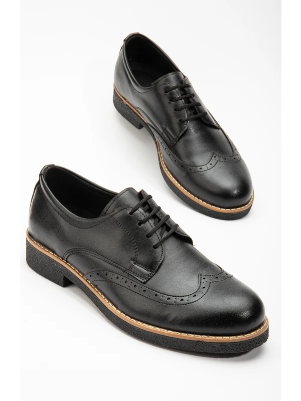 By Oxford Erkek Siyah Günlük Ortopedik Taban Rahat Garantili Klasik Ayakkabı