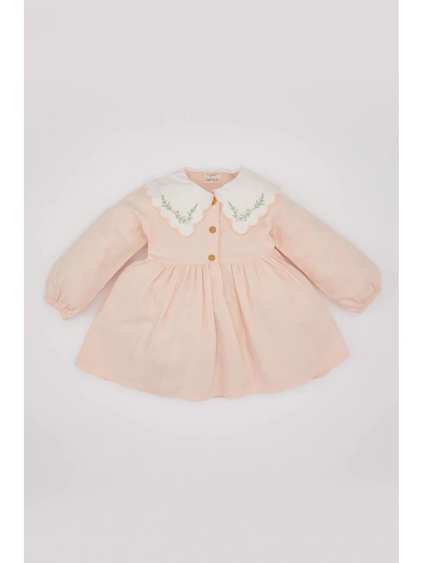 DeFacto Kız Bebek Çiçekli Uzun Kollu Twill Elbise C0542A524SP