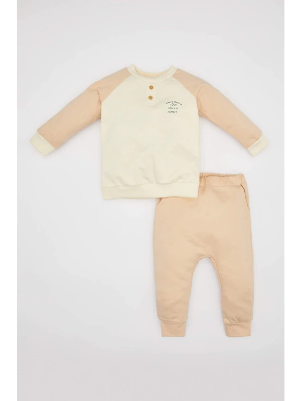 DeFacto Erkek Bebek Baskılı Uzun Kollu Sweatshirt Eşofman Altı 2'li Takım B7686A524SP