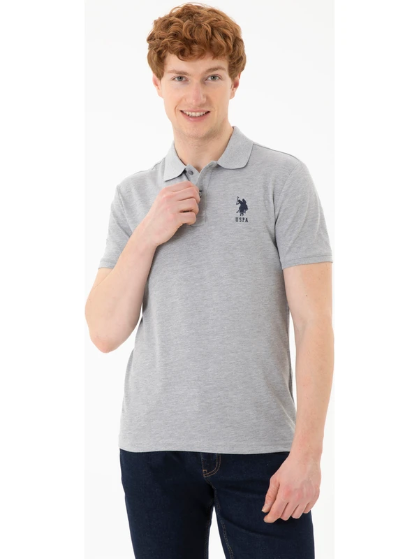 U.S. Polo Assn. Erkek Gri Melanj Tişört Basic 50284633-Vr086