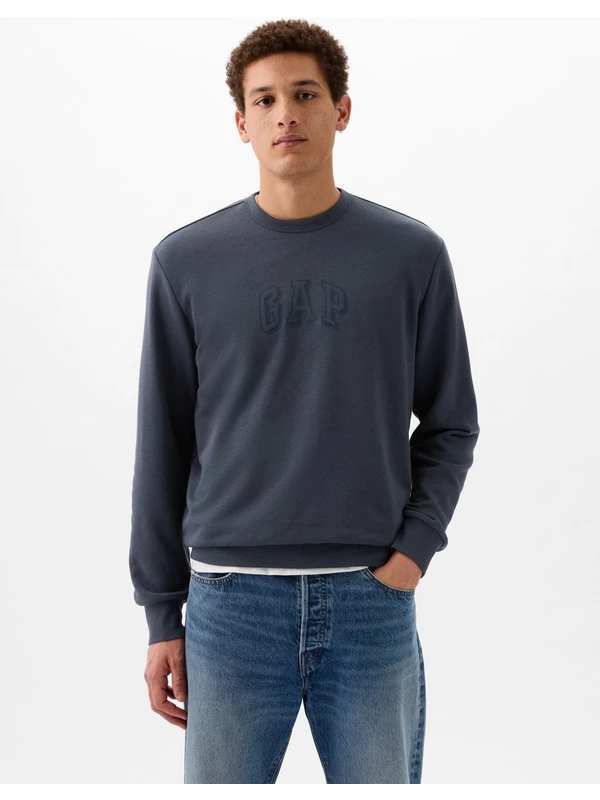 Gap Erkek Koyu Mavi Gap Logo Fransız Havlu Kumaş Sweatshirt