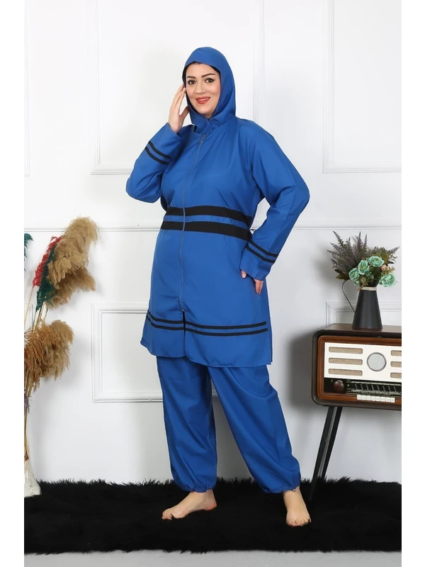 Akbeniz Büyük Beden Tesettür Mayo 7XL-8XL-9XL-10XL Indigo 55010