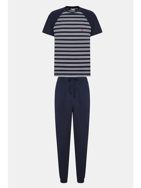 Penti Erkek Navy Stripe Çok Renkli Pijama Takımı