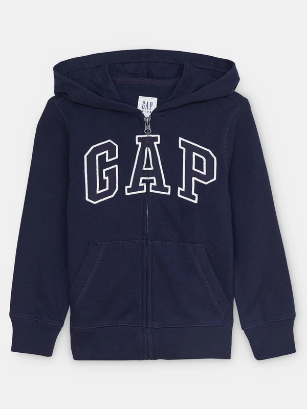 Gap Erkek Çocuk Lacivert Gap Logo Fermuarlı Fransız Havlu Kumaş Sweatshirt