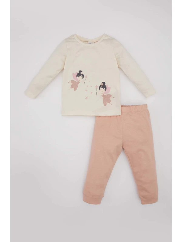 Defacto Kız Bebek Baskılı Uzun Kollu Penye Pijama Takımı C0664A524Sp