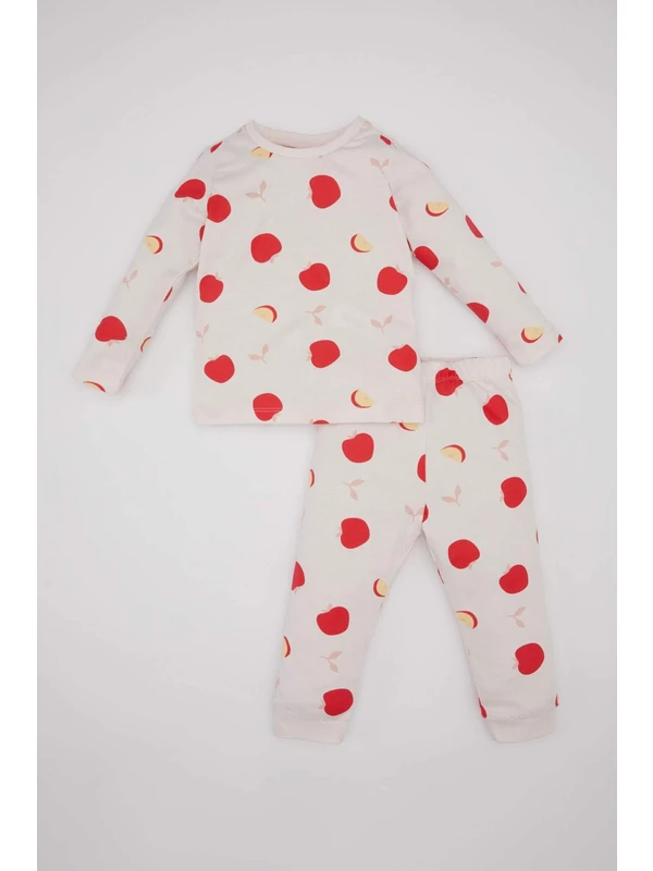 DeFacto Kız Bebek Meyve Desenli Uzun Kollu Penye Pijama Takımı C0659A524SP
