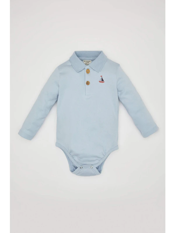 DeFacto Erkek Bebek Yeni Doğan Polo Yaka Uzun Kollu Çıtçıtlı Body C1552A524SM