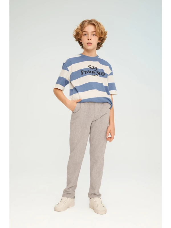 DeFacto Erkek Çocuk Regular Fit Standart Paça Keten Görünümlü Pantolon Z1706A624SM