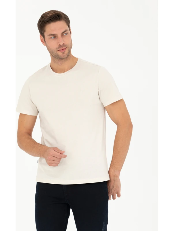 Pierre Cardin Erkek Taş Slim Fit Basic Tişört 50289335-VR049