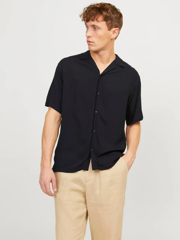 Jack & Jones Jjejeff Solıd Resort Shırt Ss Sn Black