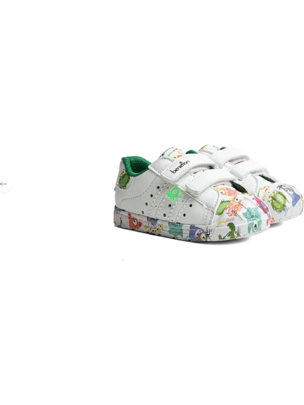 Benetton Ayakkabı Spor Suni Deri Beyaz - Yeşil