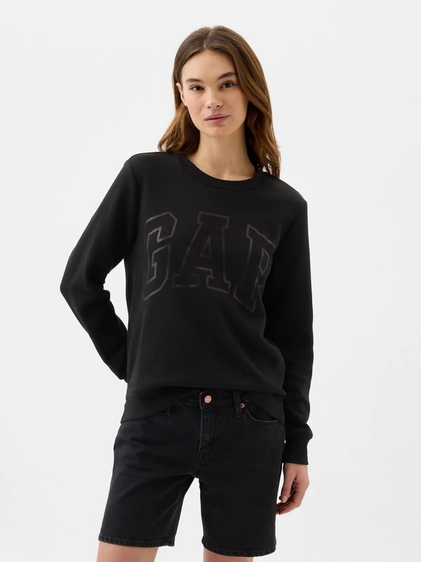 Gap Kadın Siyah Relaxed Gap Logo Fleece Sweatshirt
