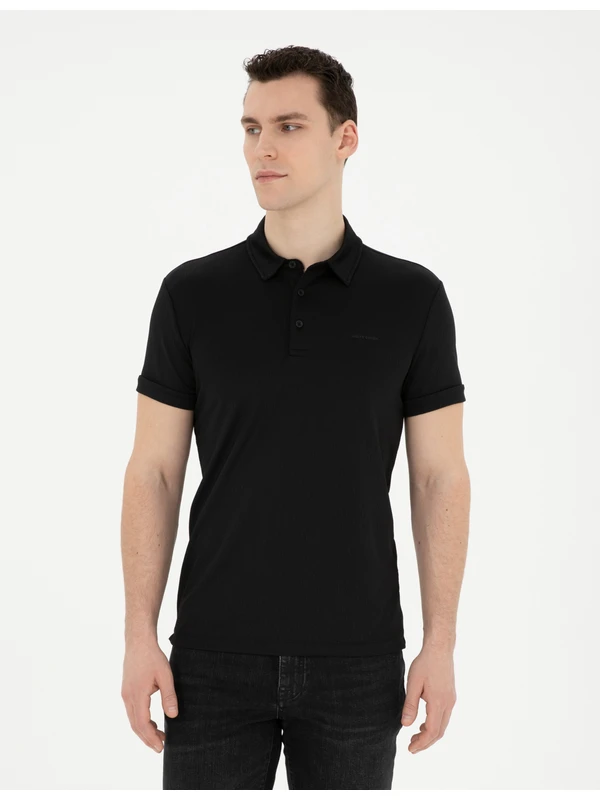 Pierre Cardin Erkek Siyah Slim Fit Tişört 50292631-VR046