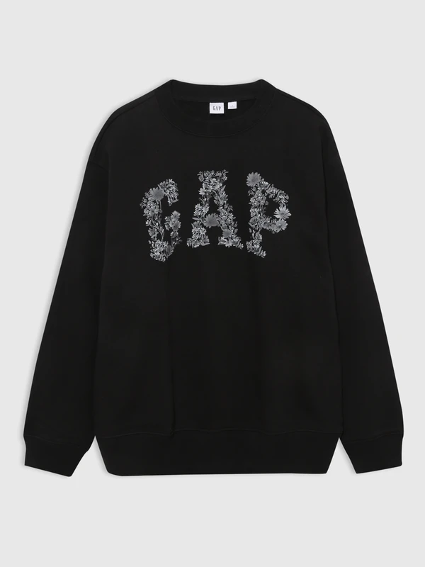 Gap Kadın Siyah Gap Logo Bisiklet Yaka Fleece Sweatshirt