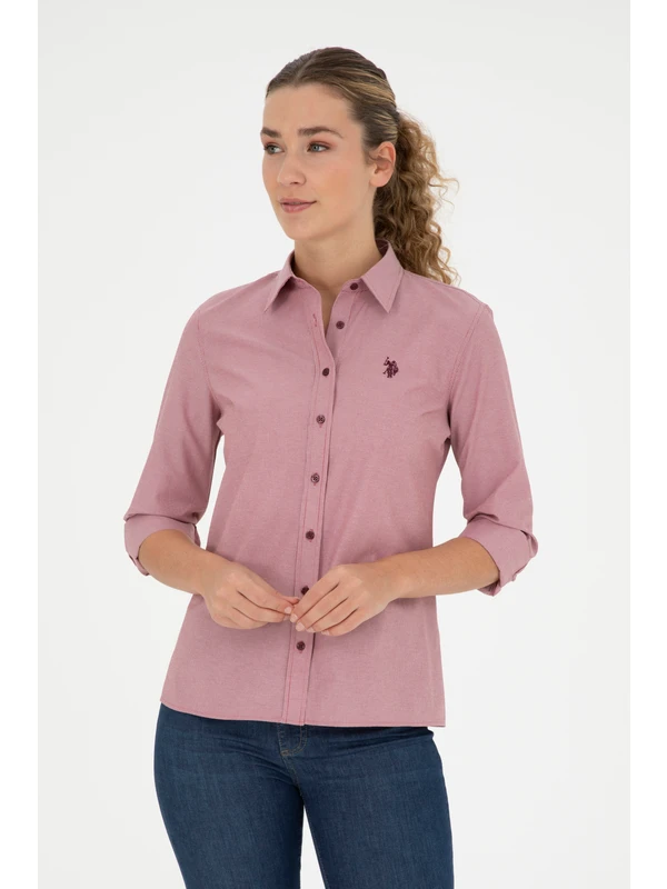 U.S. Polo Assn. Kadın Bordo Gömlek Desenli 50279803-VR014