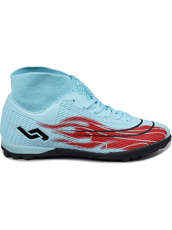 29677 Çoraplı Mavi - Kırmızı Halı Saha Krampon Futbol Ayakkabısı