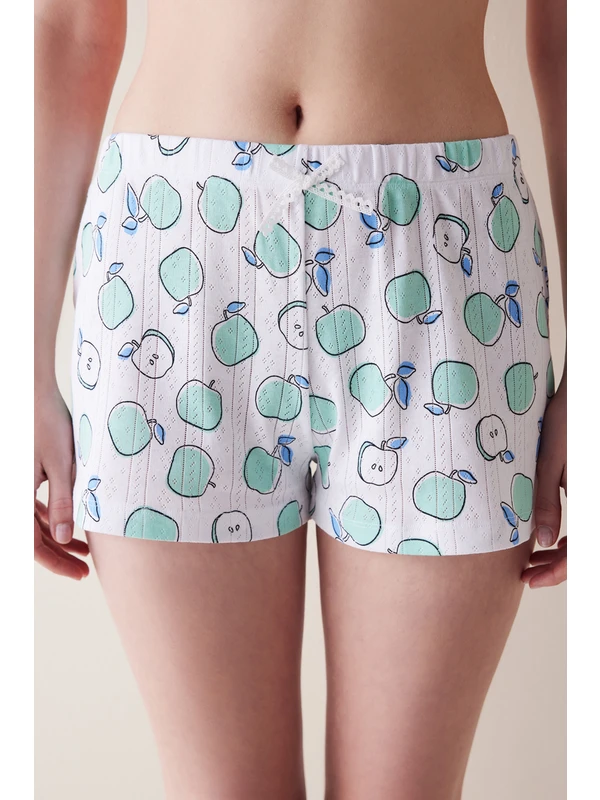 Penti Apples Pointel Beyaz Şort Pijama Altı