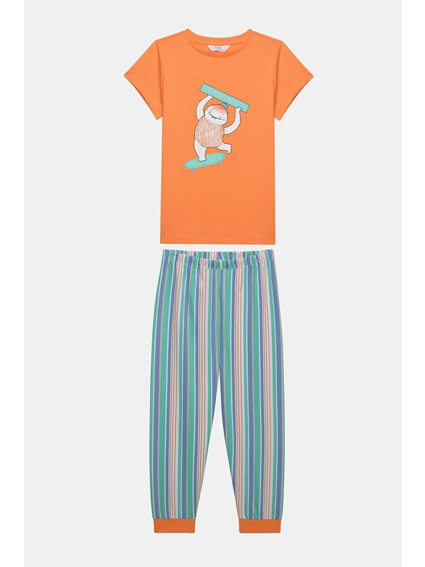 Penti Unisex Çocuk Monster Fam Çok Renkli Pijama Takımı