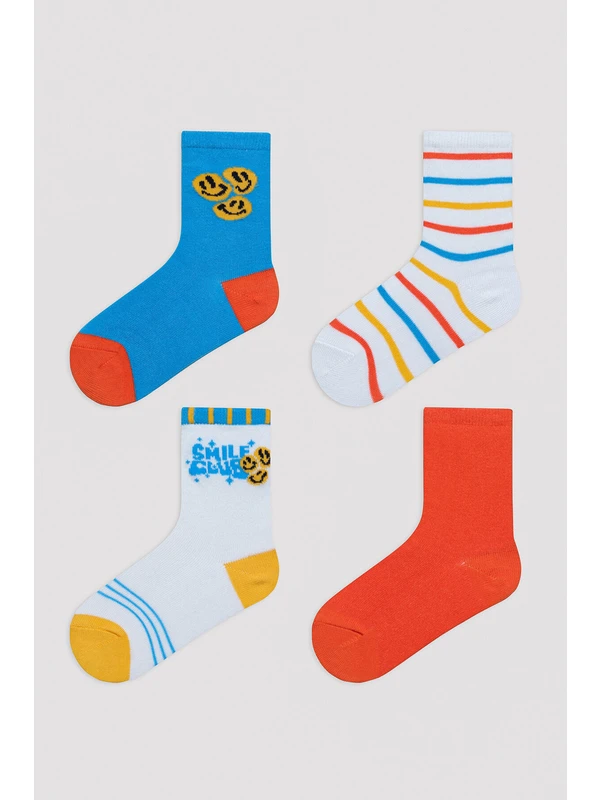 Penti Erkek Çocuk Smile Mavi 4lü Soket Çorap
