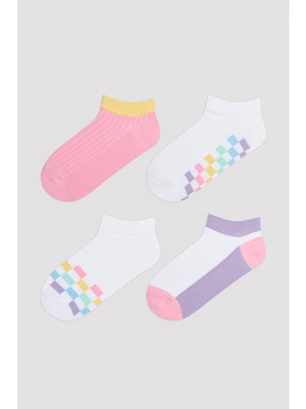 Penti Kız Çocuk Check Çok Renkli 4lü Patik Çorap