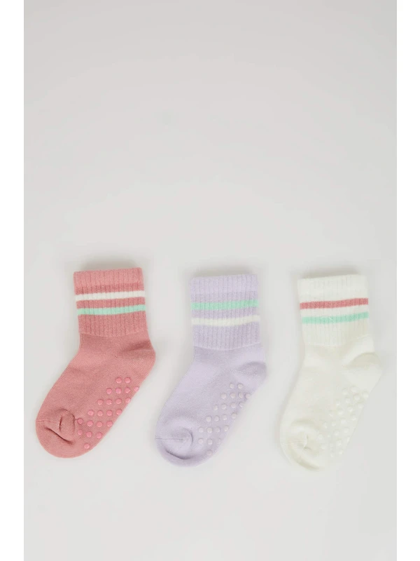 DeFacto Kız Bebek Dikişsiz 3lü Pamuklu Uzun Çorap c4303a5ns