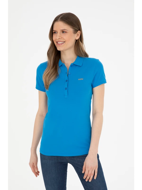 U.S. Polo Assn. Kadın Saks T-Shirt Basic 50285846-Vr045