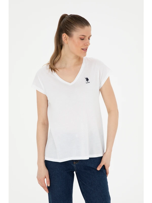 U.S. Polo Assn. Kadın Beyaz Tişört Basic 50285849-VR013