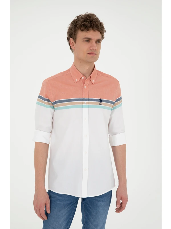 U.S. Polo Assn. Erkek Kiremit Gömlek Desenli 50288317-VR031