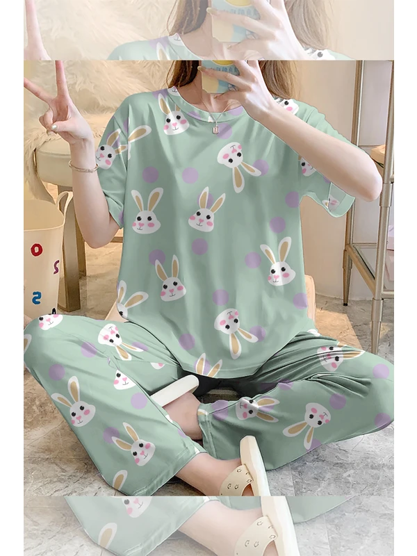 Rasa Home Wear Kısa Kollu Pijama Takımı Rabbit