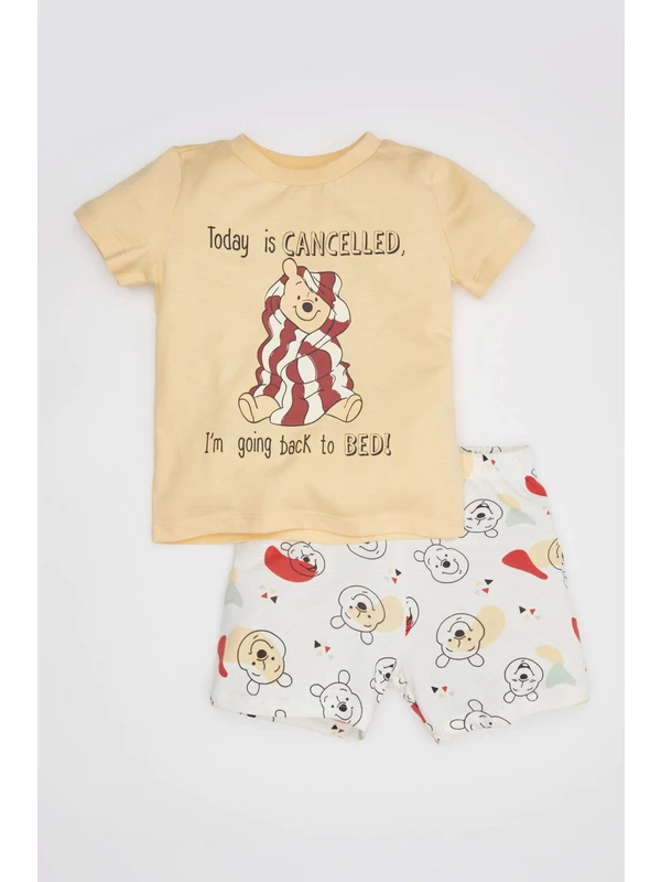 DeFacto Erkek Bebek Disney Winnie The Pooh Kısa Kollu Şortlu Penye Pijama Takımı C1506A524HS
