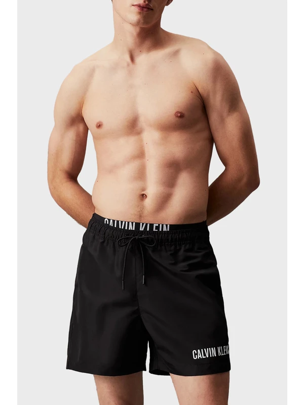 Calvin Klein Çift Bel Detaylı Deniz Şortu Belden Bağlamalı Mayo Short KM0KM00992BEH Erkek Mayo Short KM0KM00992 Beh