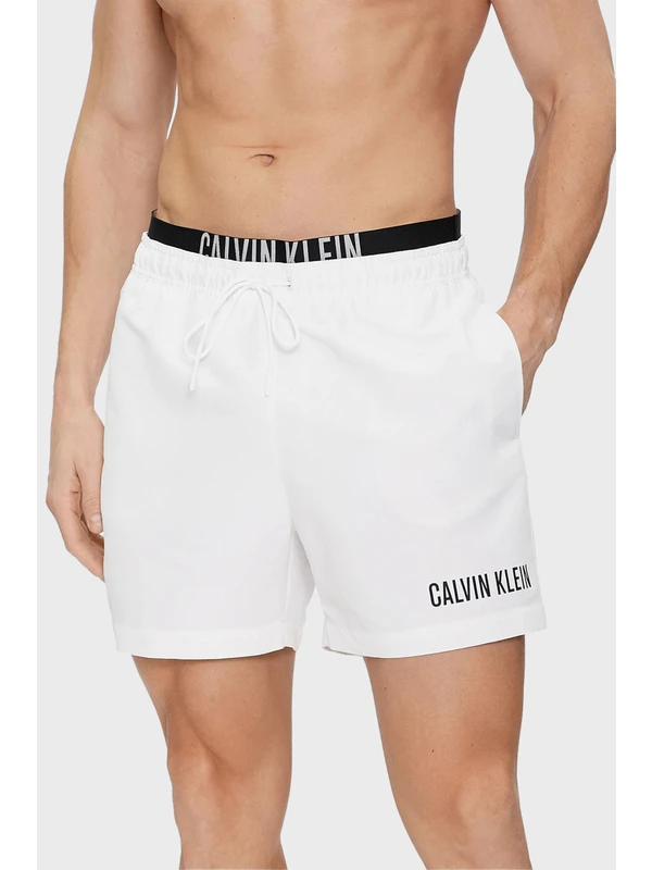 Calvin Klein Çift Bel Detaylı Deniz Şortu Belden Bağlamalı Mayo Short KM0KM00992YCD Erkek Mayo Short KM0KM00992 Ycd