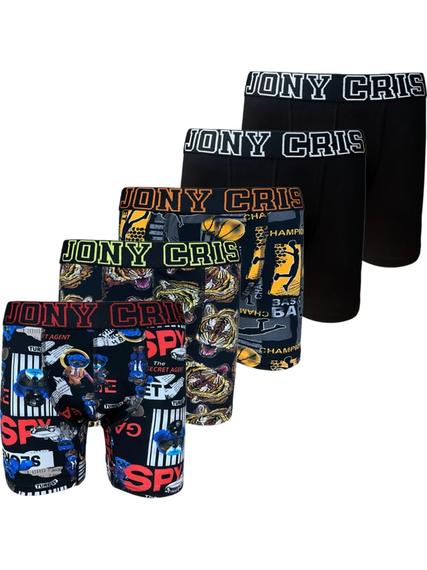 Jony Cris Desenli Boxer 5’li Paket Erkek Iç Giyim