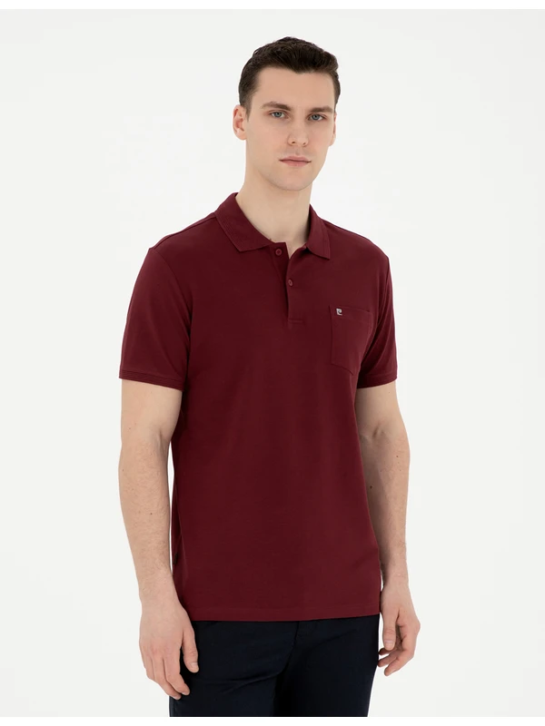 Pierre Cardin Erkek Bordo Regular Fit Basic Tişört 50291576-VR014