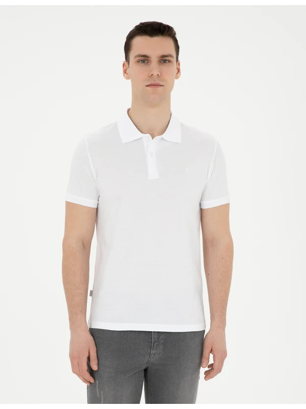 Pierre Cardin Erkek Beyaz Slim Fit Basic Tişört 50291625-VR013