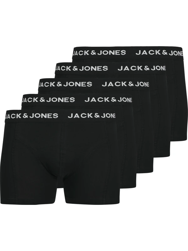 Jack & Jones Erkek Logolu Beli Lastikli 5'li Boxer Paketi - Anthony