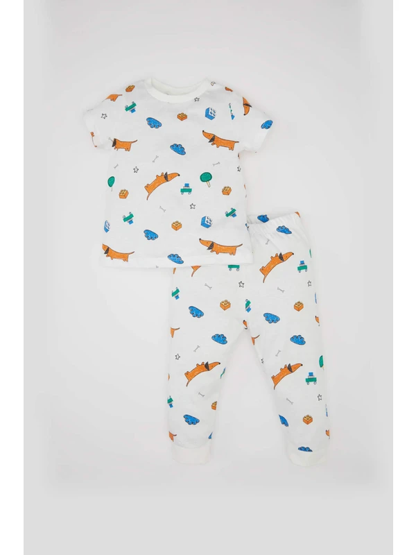 DeFacto Erkek Bebek Köpek Baskılı Kısa Kollu Penye Pijama Takımı C1995A524SM