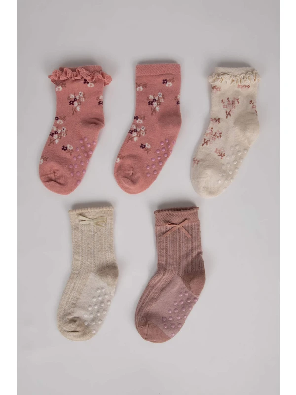 DeFacto Kız Bebek Dikişsiz 5'li Pamuklu Uzun Çorap C4302A5NS