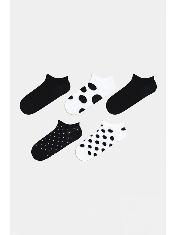 Penti Pointy 5li Beyaz-Siyah Patik Çorap