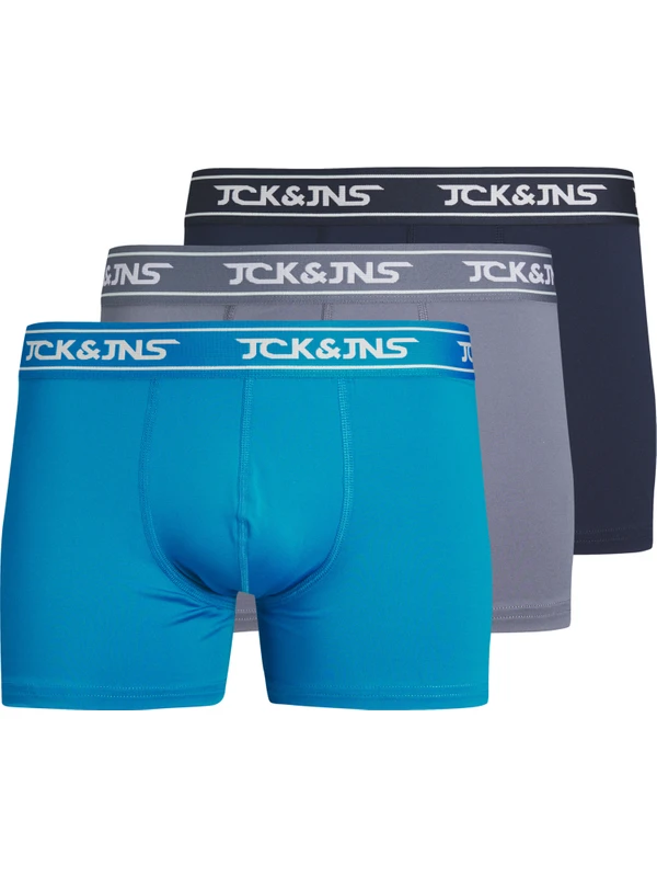 Jack & Jones Erkek Düz Renk Mikrofiber 3'lü Boxer Paketi - Carl